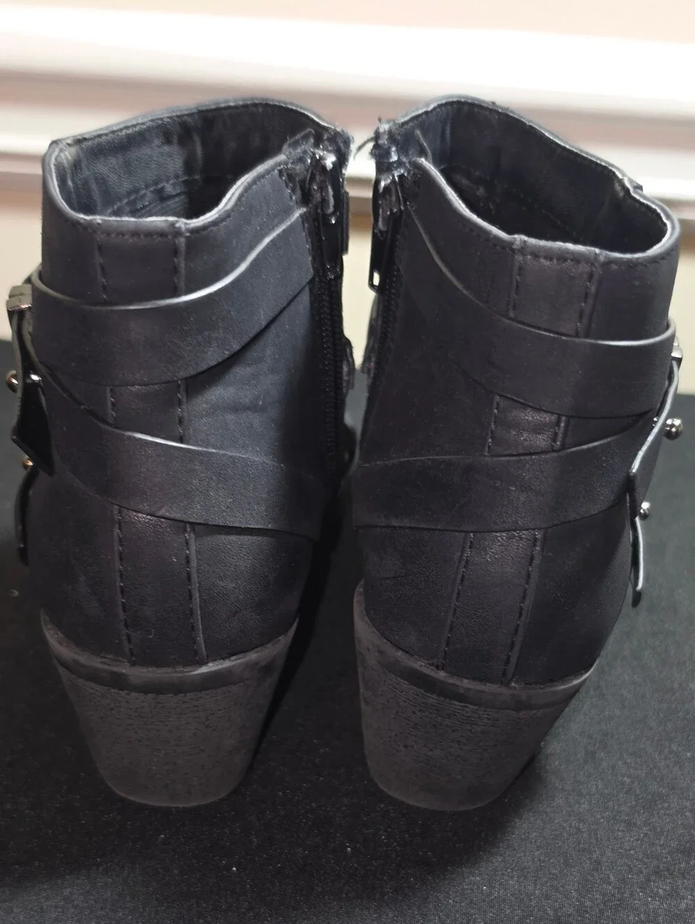 Girls' Black Ankle Booties with Wrap Strap